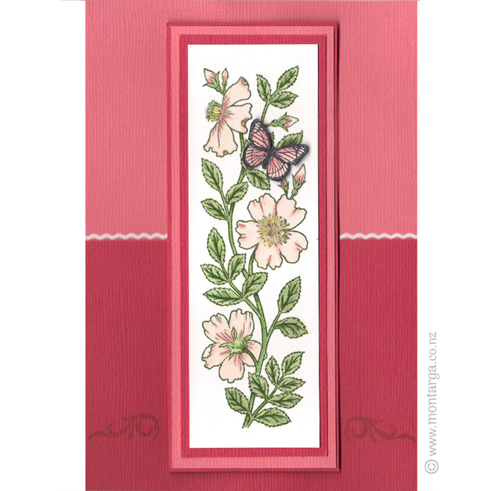 3272 FFF - Vertical Flowers Rubber Stamp
