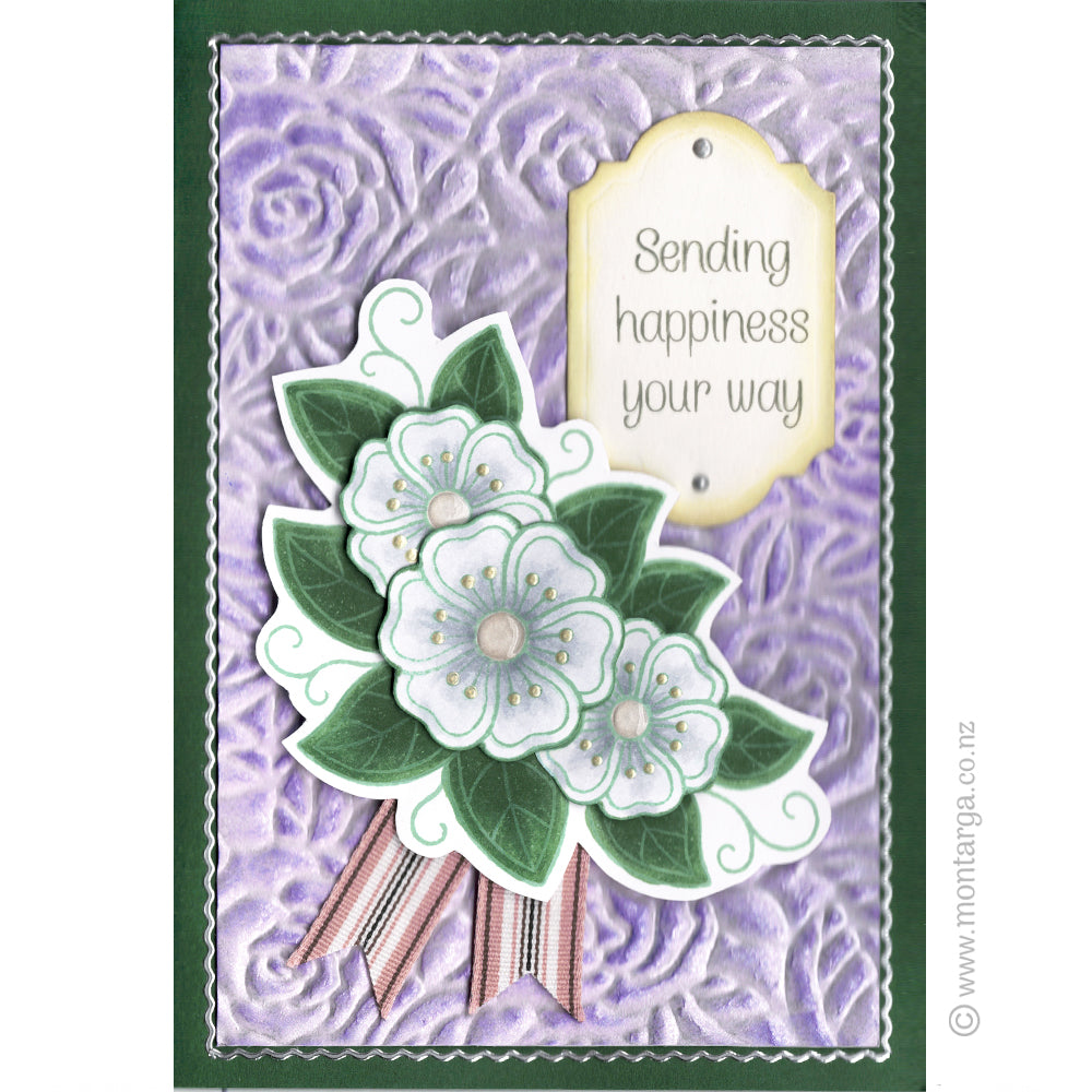 3443 H - Corner Flowers Rubber Stamp