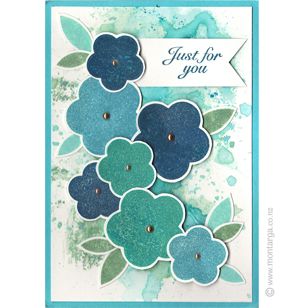 0555 G - Solid Flower & Leaves Rubber Stamp