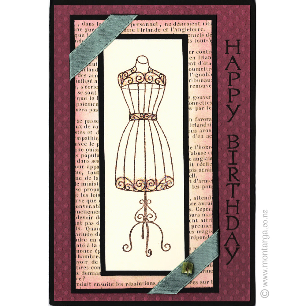 0174 BBB - Vertical Happy Birthday Wording Rubber Stamp