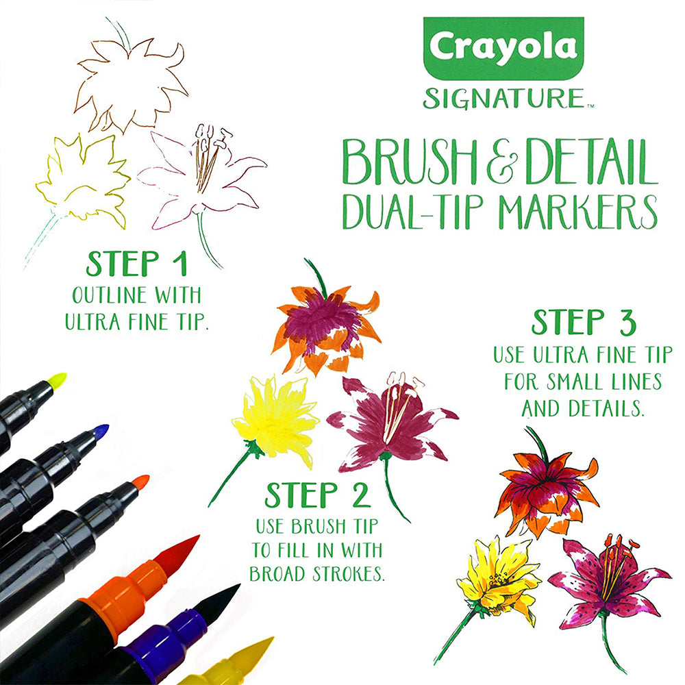 Crayola Signature Brush & Detail Dual-Tip Markers