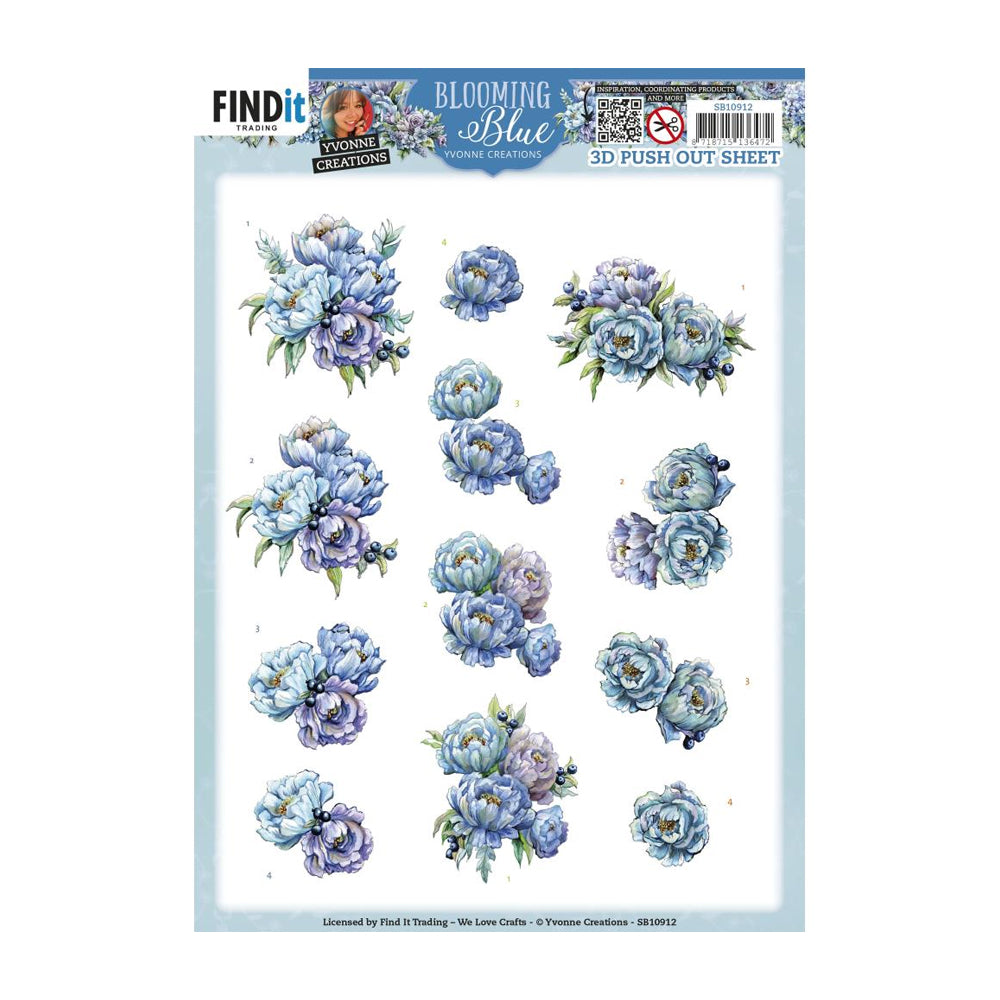 3D Push Out Sheet - Blooming Blue - Blueberry SB10912