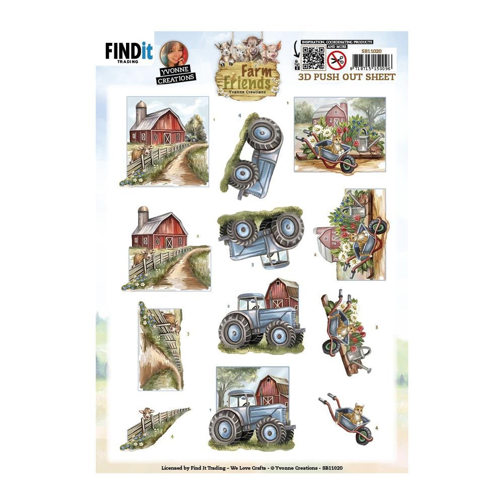 3D Push Out Sheet - Farm Friends - Farmyard SB11020