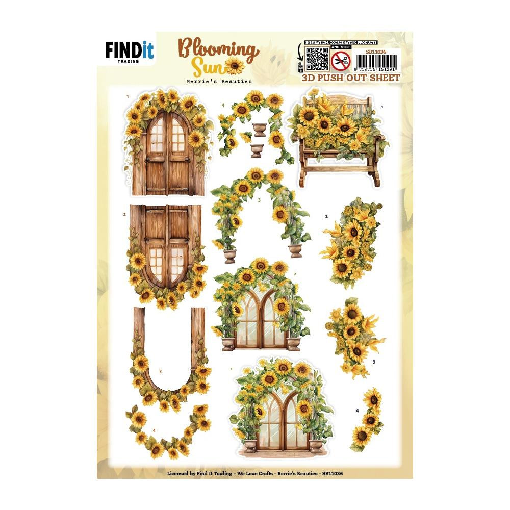 3D Push Out Sheet - Rustic Sunlight - Blooming Sun - SB11036