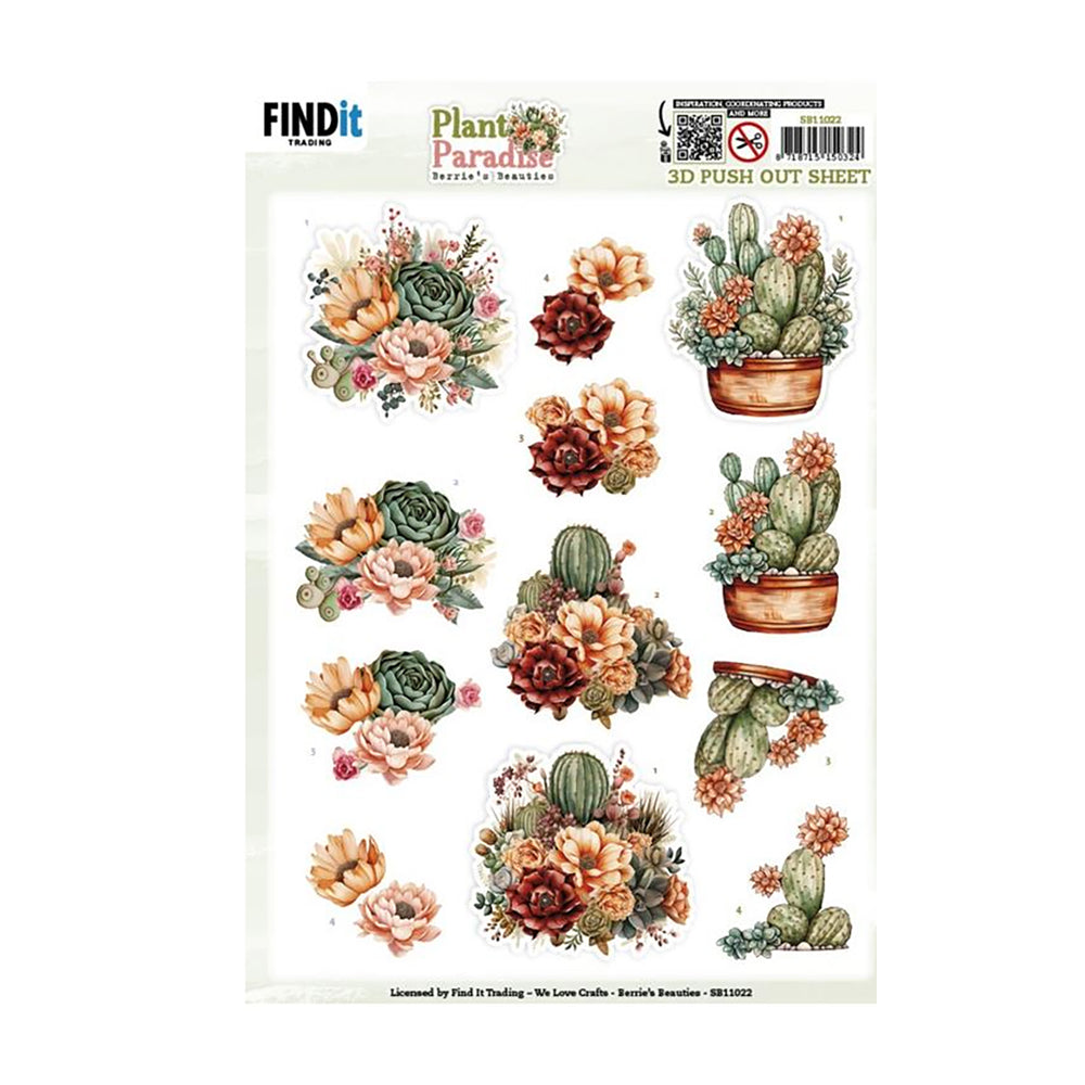 3D Push Out Sheet - Plant Paradise - Cactus Harmony SB11022