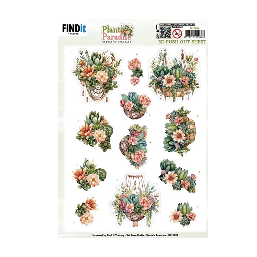 3D Push Out Sheet - Plant Paradise - Hanging Baskets SB11024
