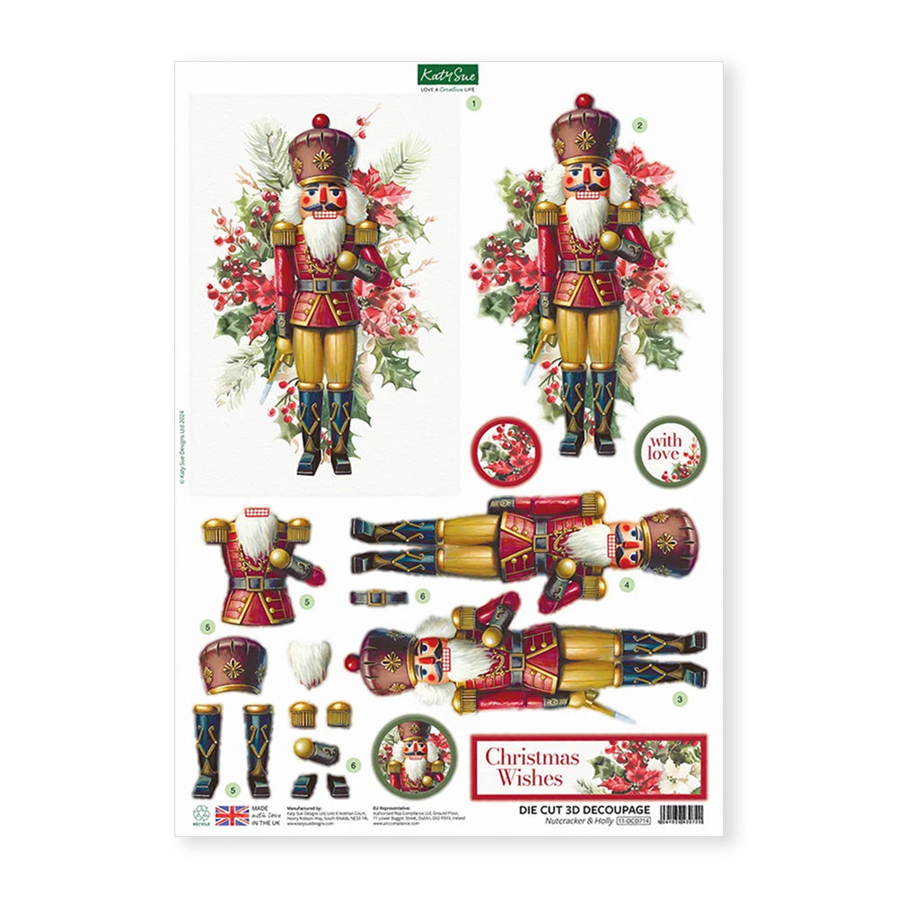 3D Push Out Sheet - Katy Sue - Nutcracker & Holly