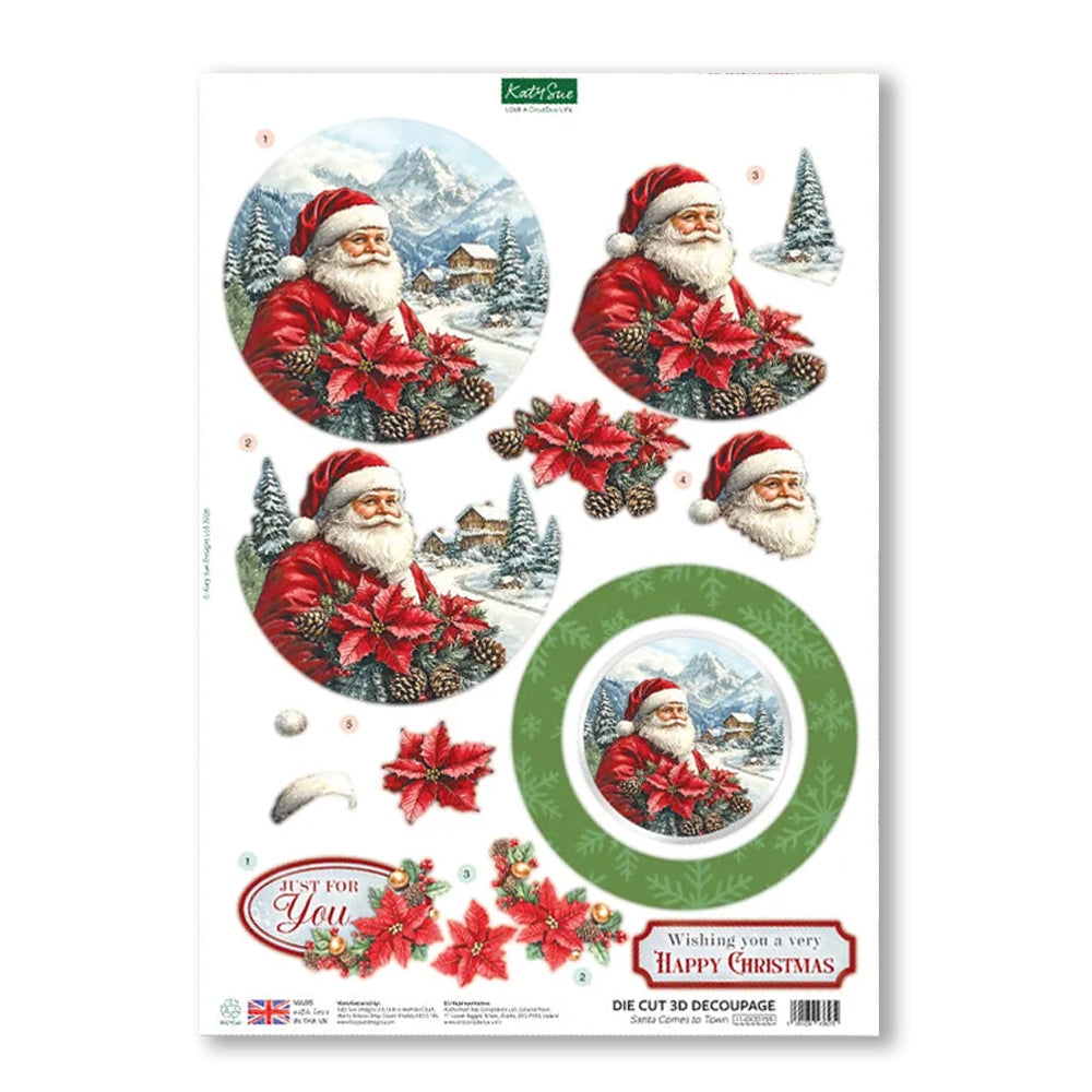 3D Push Out Sheet - Katy Sue - Santa Comes to Town - One Sheet