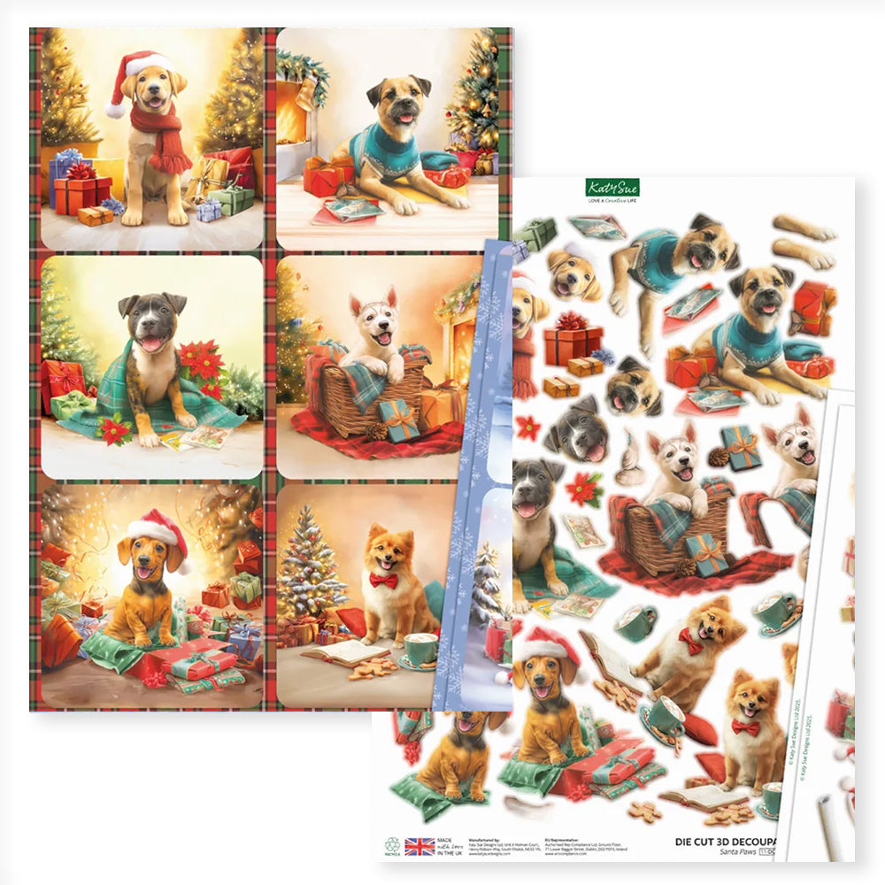 3D Push Out Sheet - Katy Sue - Santa Paws Pack 1 - Two Sheets
