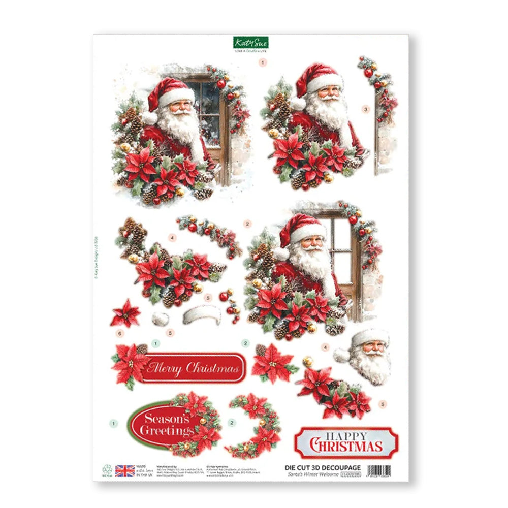 3D Push Out Sheet - Katy Sue - Santa's Winter Welcome - One Sheet