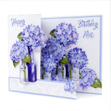 3D Push Out Sheet - Katy Sue - Blue Hydrangeas - One Sheet