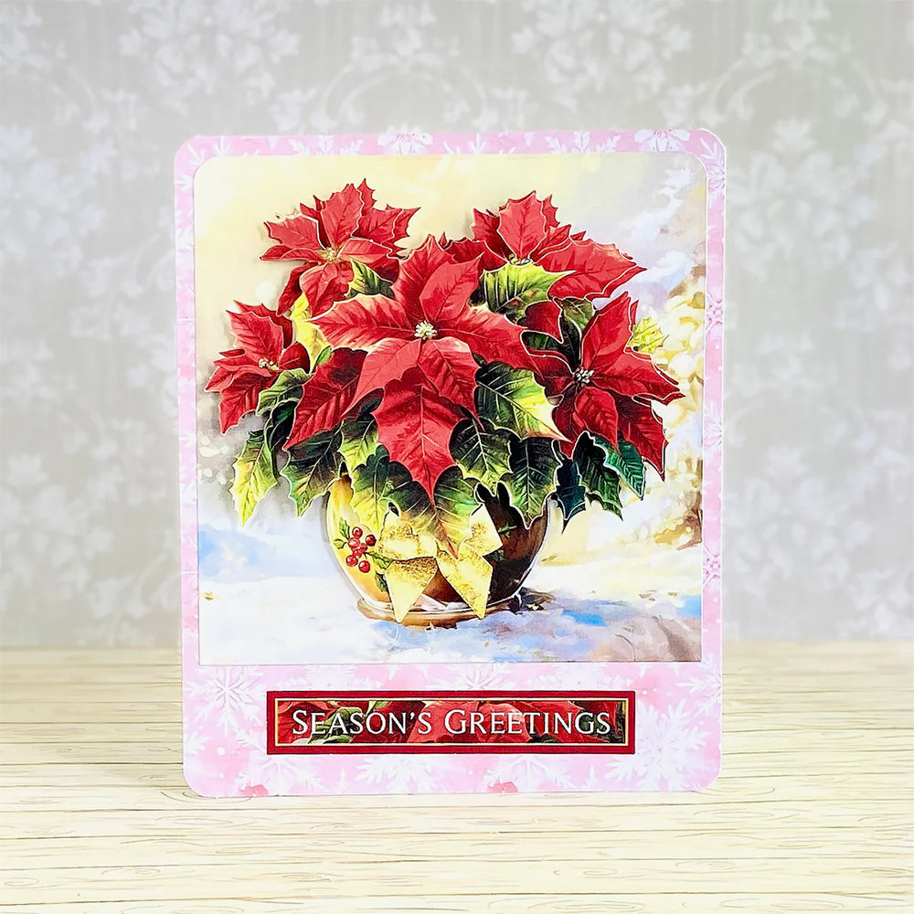 3D Push Out Sheet - Katy Sue - Potted Poinsettia - One Sheet