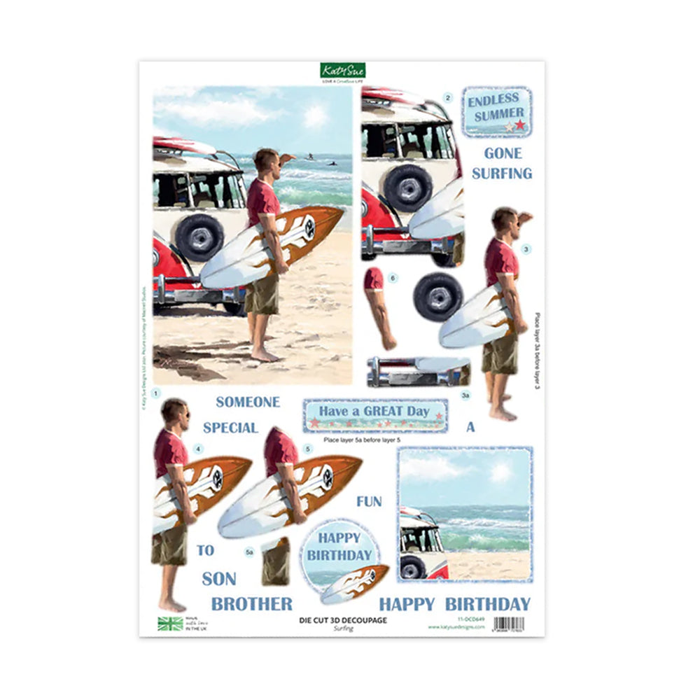 3D Push Out Sheet - Katy Sue - Surfing - One Sheet