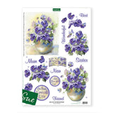3D Push Out Sheet - Katy Sue - Vase of Pansies - One Sheet