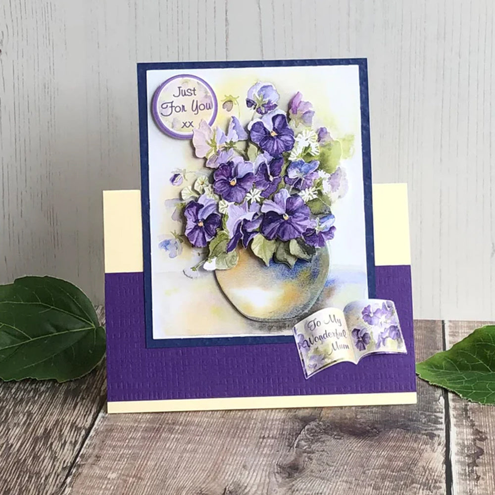 3D Push Out Sheet - Katy Sue - Vase of Pansies - One Sheet