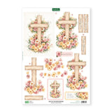3D Push Out Sheet - Katy Sue - Wooden Cross & Roses - One Sheet