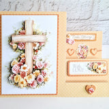 3D Push Out Sheet - Katy Sue - Wooden Cross & Roses - One Sheet