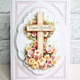 3D Push Out Sheet - Katy Sue - Wooden Cross & Roses - One Sheet