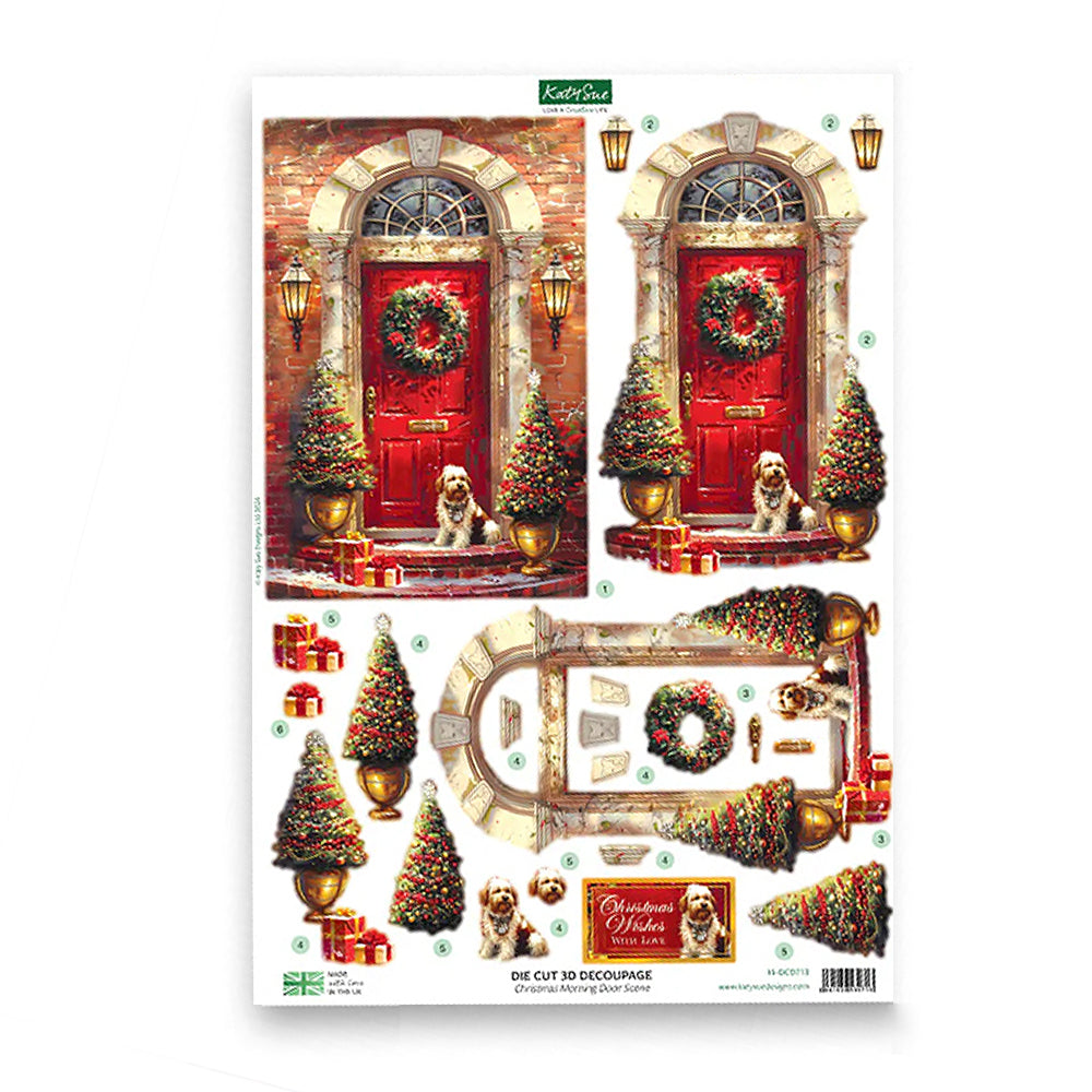 3D Push Out Sheet - Katy Sue - Christmas Morning Door - One Sheet