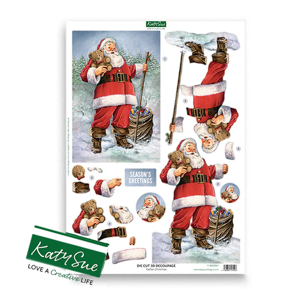 3D Push Out Sheet - Katy Sue - Father Christmas - One Sheet