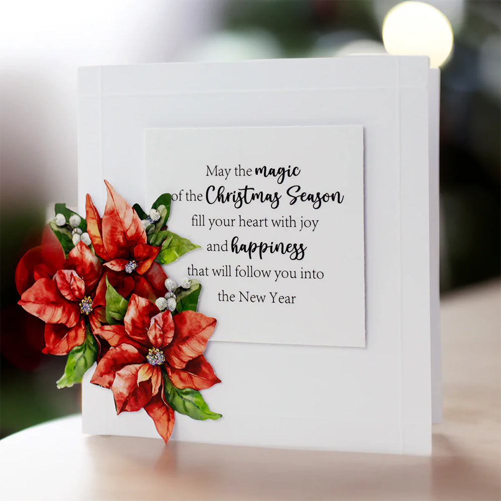 3D Push Out Sheet - Katy Sue - Poinsettia and Christmas Tree - Classic - One Sheet
