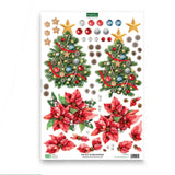 3D Push Out Sheet - Katy Sue - Poinsettia and Christmas Tree - Classic - One Sheet