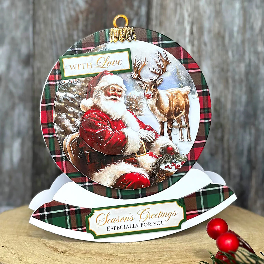 3D Push Out Sheet - Katy Sue - Christmas Bauble - Santa and Rudolph - One Sheet