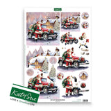 3D Push Out Sheet - Katy Sue - Santa's Red Car - One Sheet
