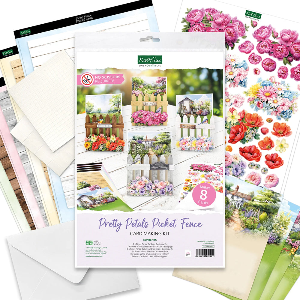 Katy Sue Cardmaking Kit - Pretty Petals Picket Fence