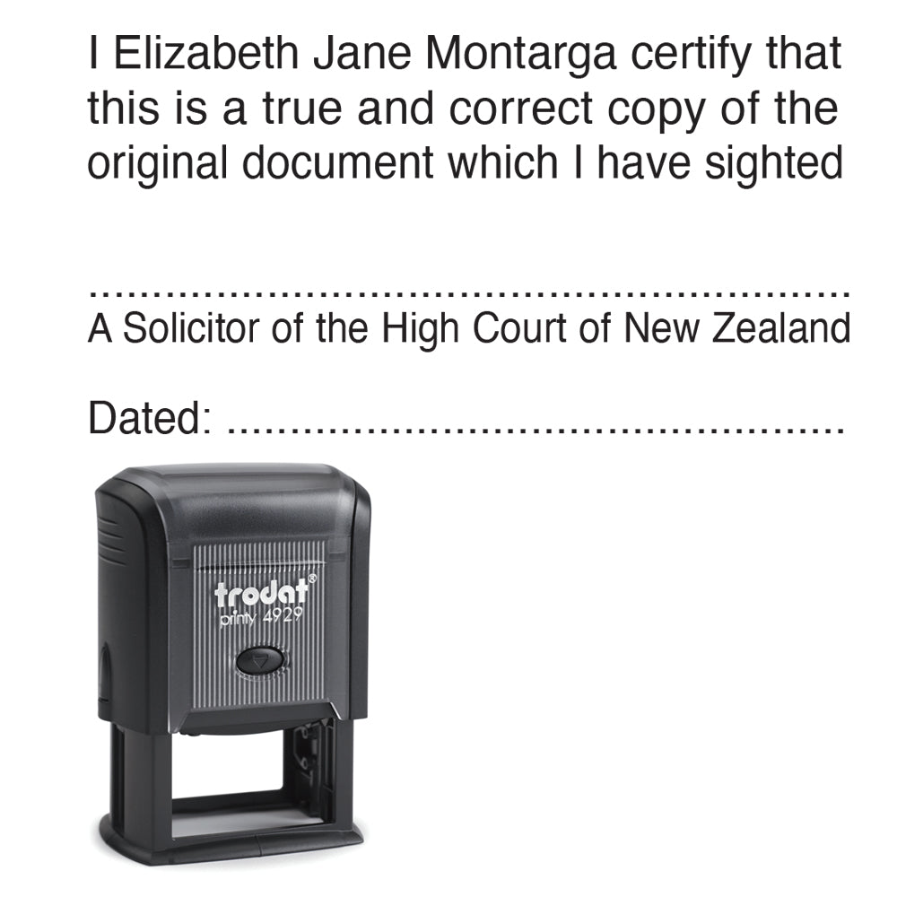 Lawyer Stamp - Certify True Copy of Document Solicitor High Court 4928