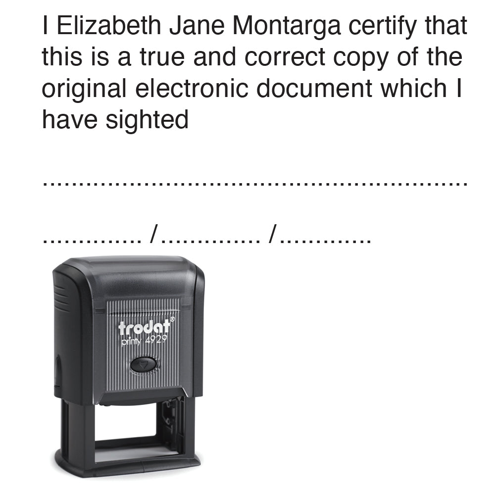 Lawyer Stamp - Certify True Copy of Electronic Document Solicitor High Court 4927