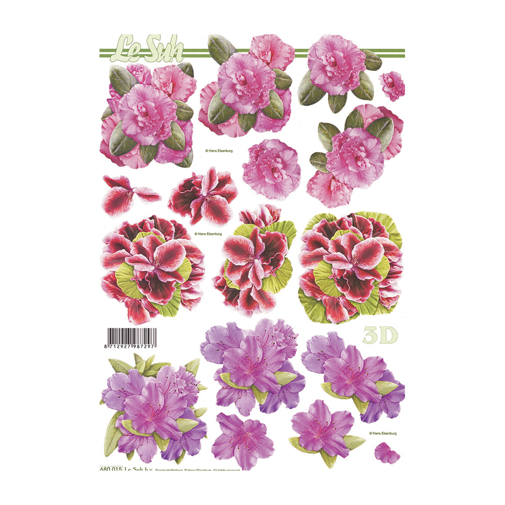 3D Push Out Sheet - Le Suh - Rhododendrons