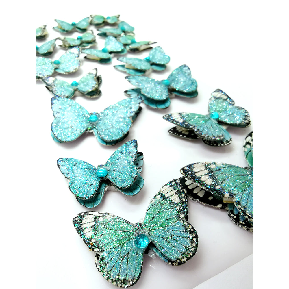 Little Birdie Handmade Stick on Embellishments - 3D Jewel Butterflies - Blue Charm