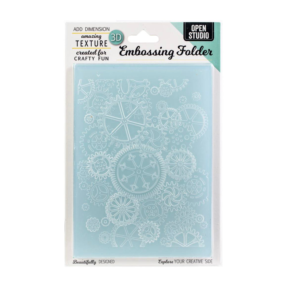 Memory Box Open Studio 3D Embossing Folder - Put it in Gear EF1018