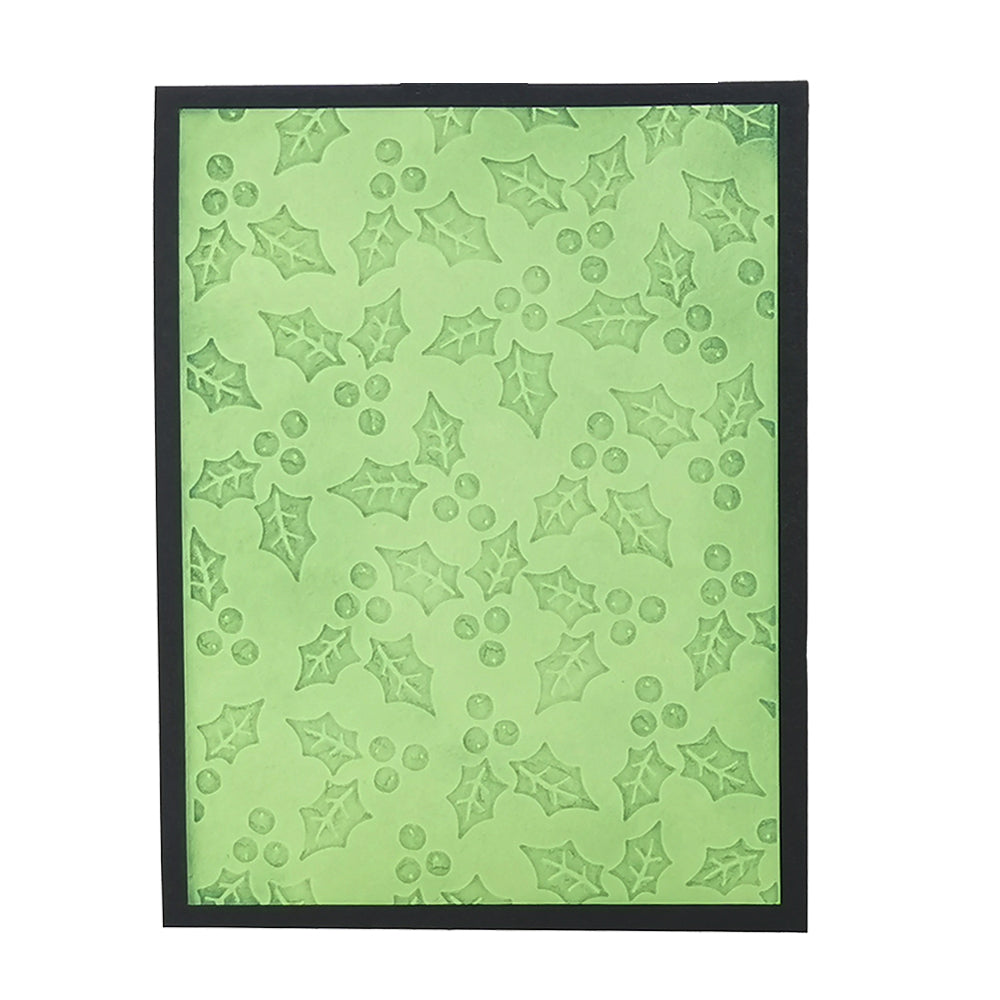 Montie's Craft Supplies 2D Embossing Folder - Holly Background