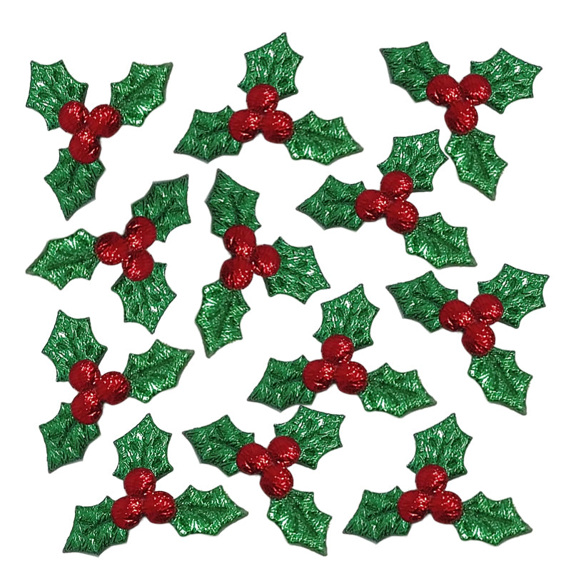 Montie's Craft Supplies Metallic Soft Holly Embellishments