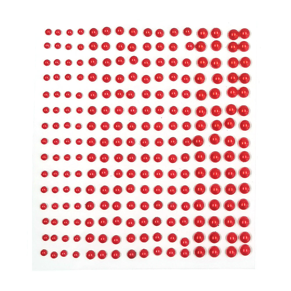 Montie's Craft Supplies - Adhesive Pearls - Red