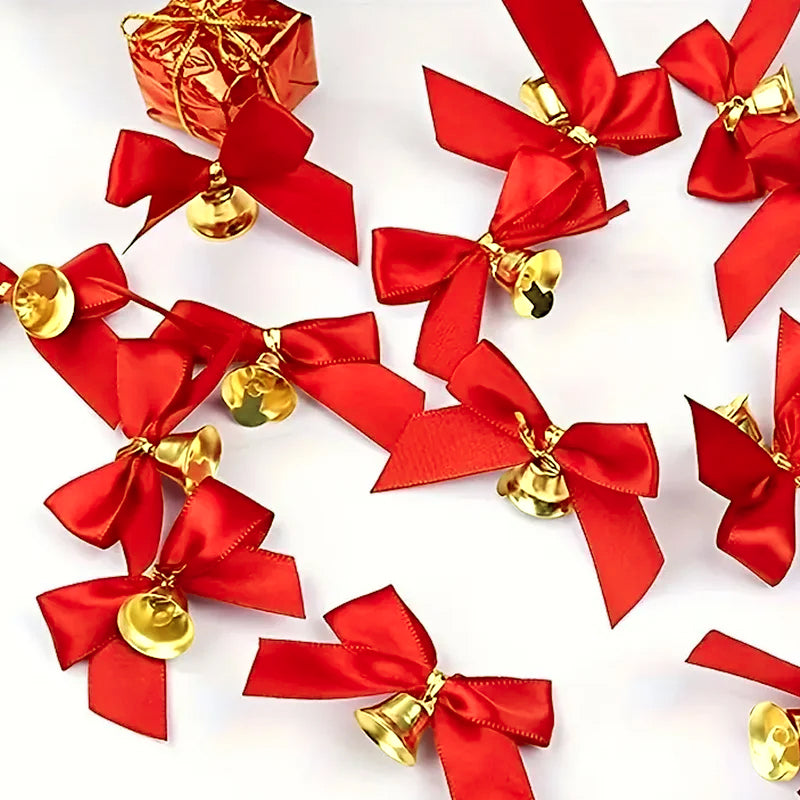 Montie's Craft Supplies - Christmas Bows with Bells Bright Red