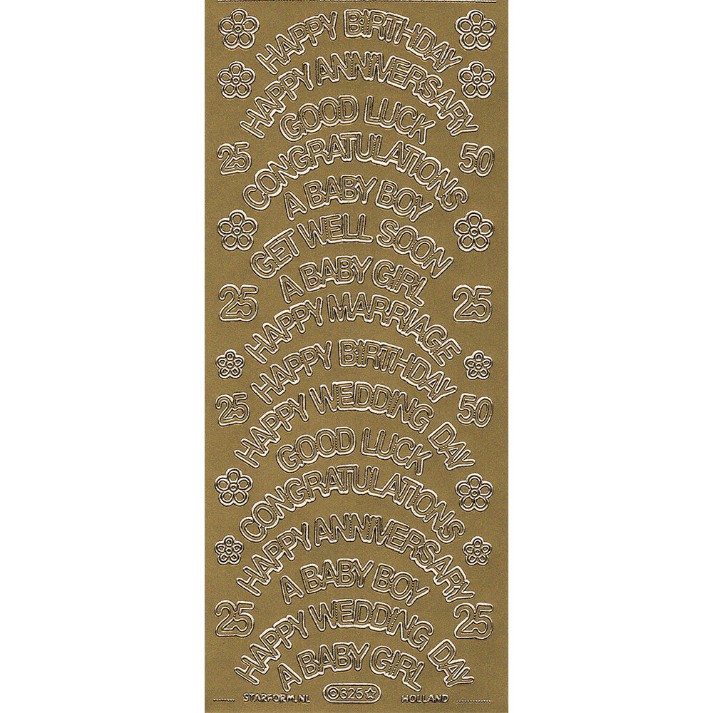 PeelCraft Stickers - Wording -  Curved Greetings PC352