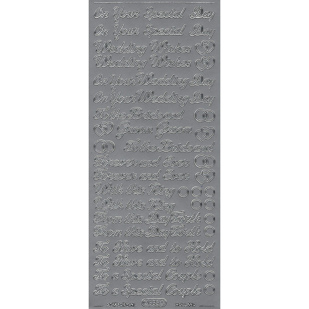 PeelCraft Stickers - Wording -  On Your Special Wedding Day PC335