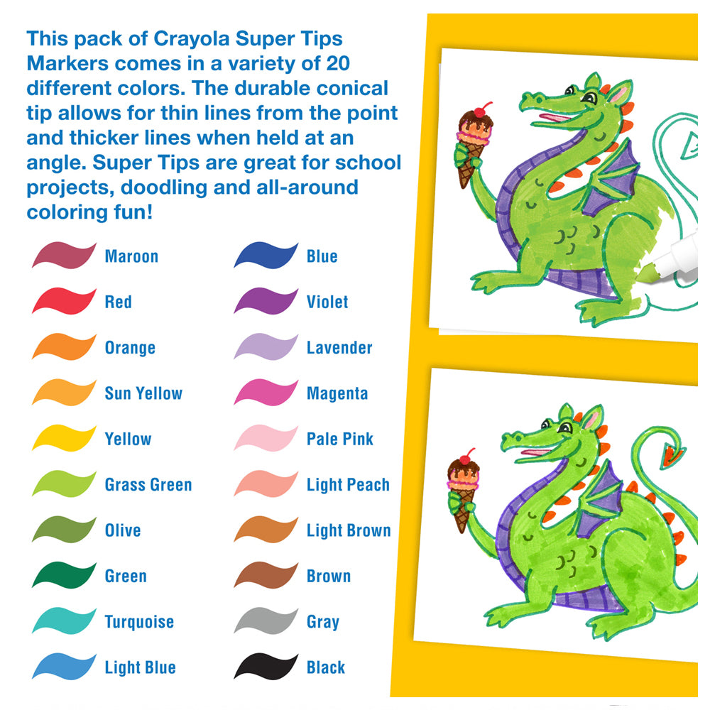 Crayola Washable Super Tips Markers - 20Pk