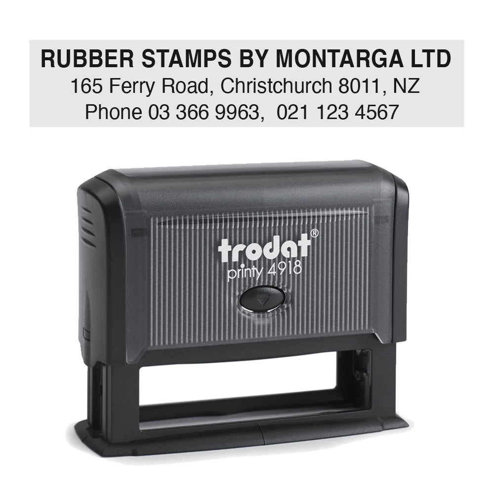 Trodat 4918 - Custom Self Inking Rubber Stamp Front View 15 x 75mm Size