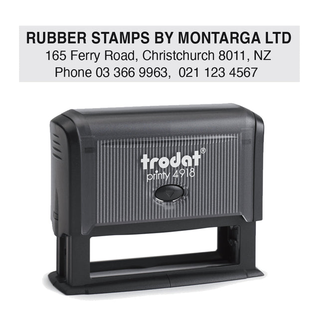 Trodat 4918 - Custom Self Inking Rubber Stamp Front View 15 x 75mm Size