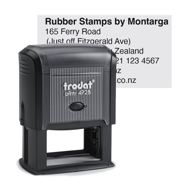 Trodat 4928 - Custom Self Inking Rubber Stamp Front view 33 x 60mm size
