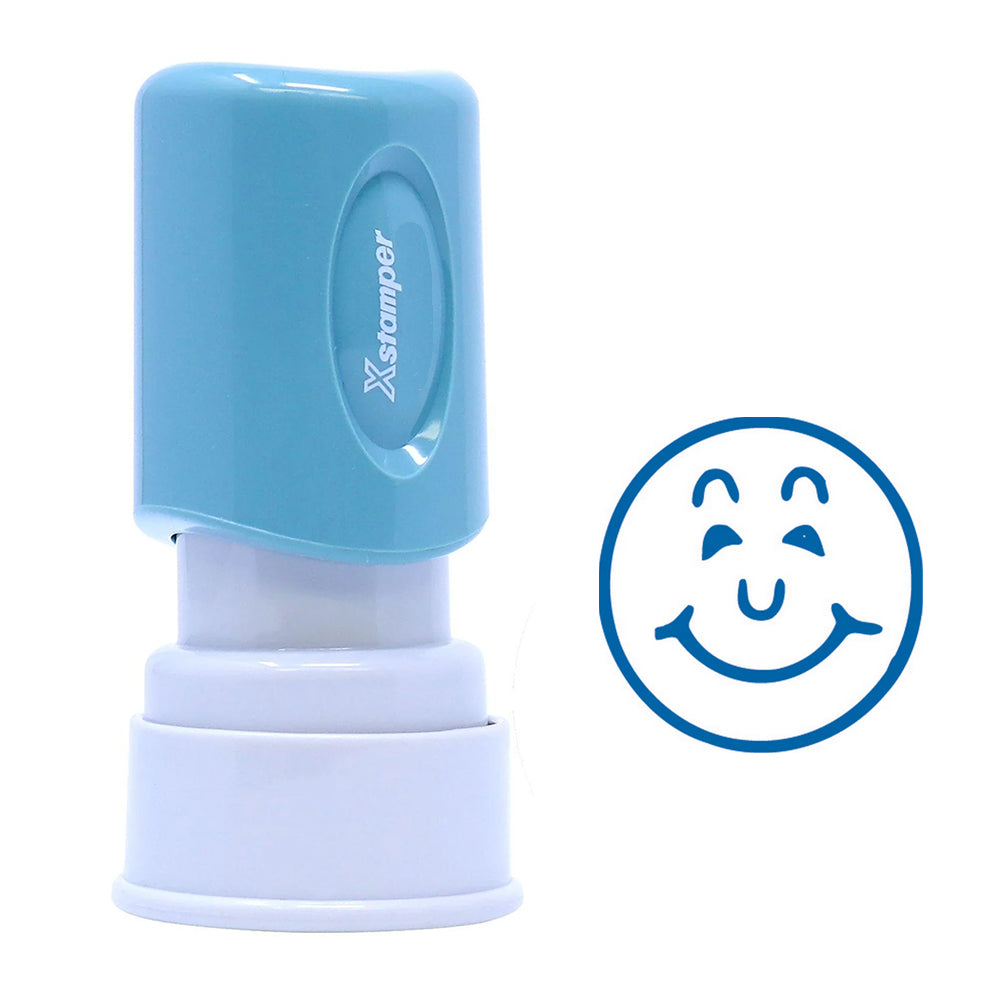 X-Stamper Pre-inked Stamp - Smiley Face - Blue
