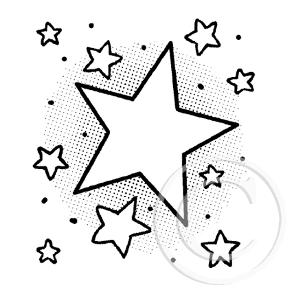 0908 C - Stars Rubber Stamp