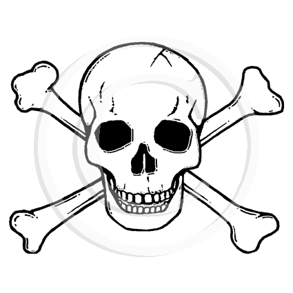1490 D - Skull & Crossbones Rubber Stamp