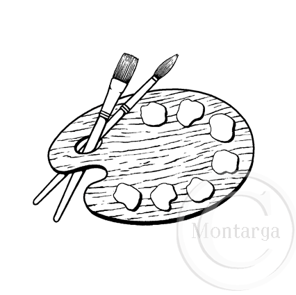 2693 D - Paint Palette Rubber Stamp