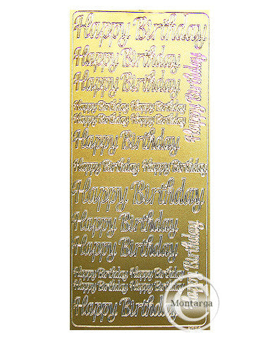 PeelCraft Stickers - Happy Birthday Lg Text - Gold PC2694G