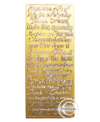 PeelCraft Stickers - Inspired Text Assorted - Gold PC2807G